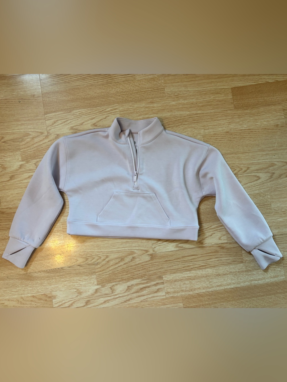 Cropped Half-Zip Pullover Sweatshirt - Light Purple
